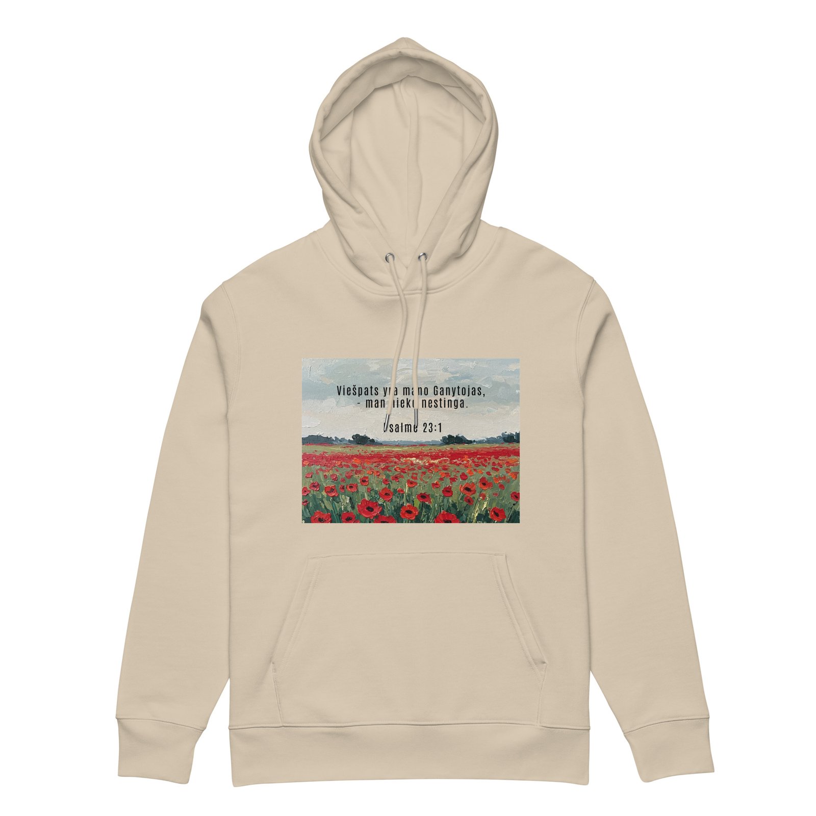 Biblijos citata · Ekologiškas džemperis su gobtuvu - Image 12