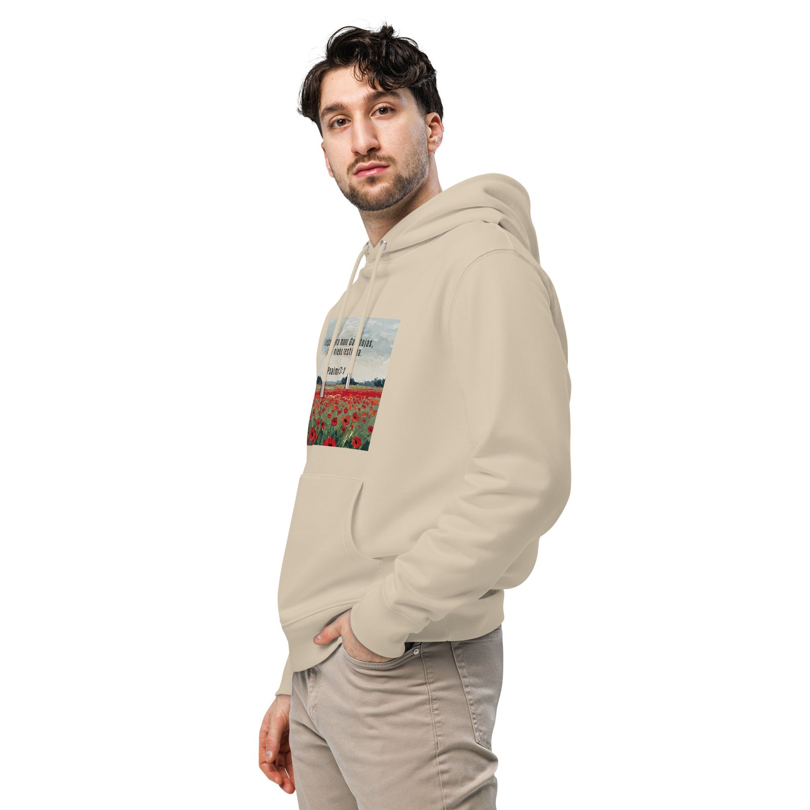 Biblijos citata · Ekologiškas džemperis su gobtuvu - Image 8