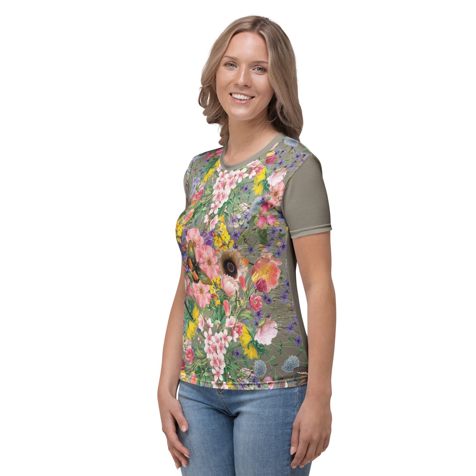 Gėlės · Išskirtinio dizaino moteriški marškinėliai - Image 5