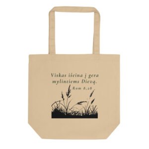 Biblijos citata · Ekologiškos medvilnės krepšys