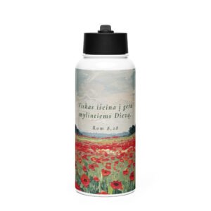 Biblijos citata · Nerūdijančio plieno gertuvė