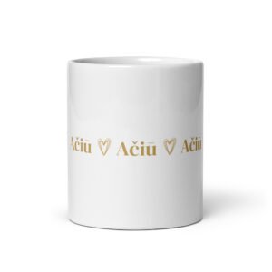 Ačiū · Padėkos puodelis + PDF „Ačiū už"